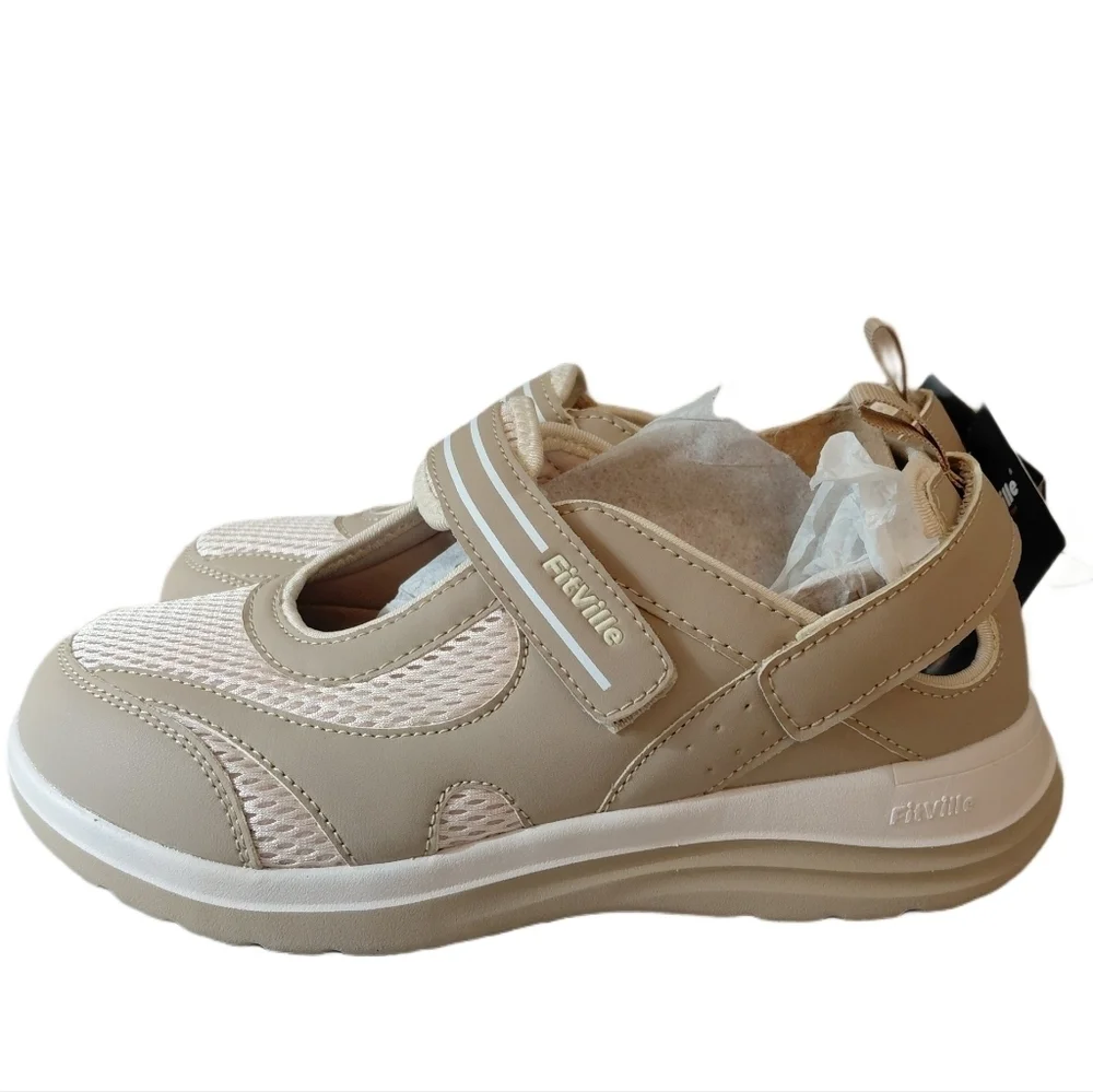 FitVille FlexiWalk Mary Jane Recovery Sneakers Wide Comfort Sandal Size 8 EW
